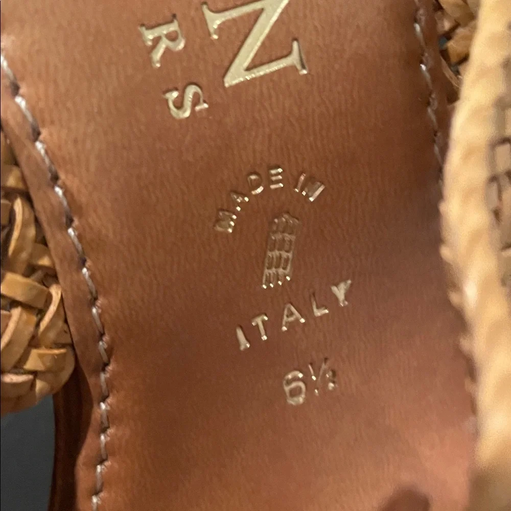 Italian Shoemakers Natural and Tan Wedge Sandals. Size 6 1/2 - Picture 5 of 9